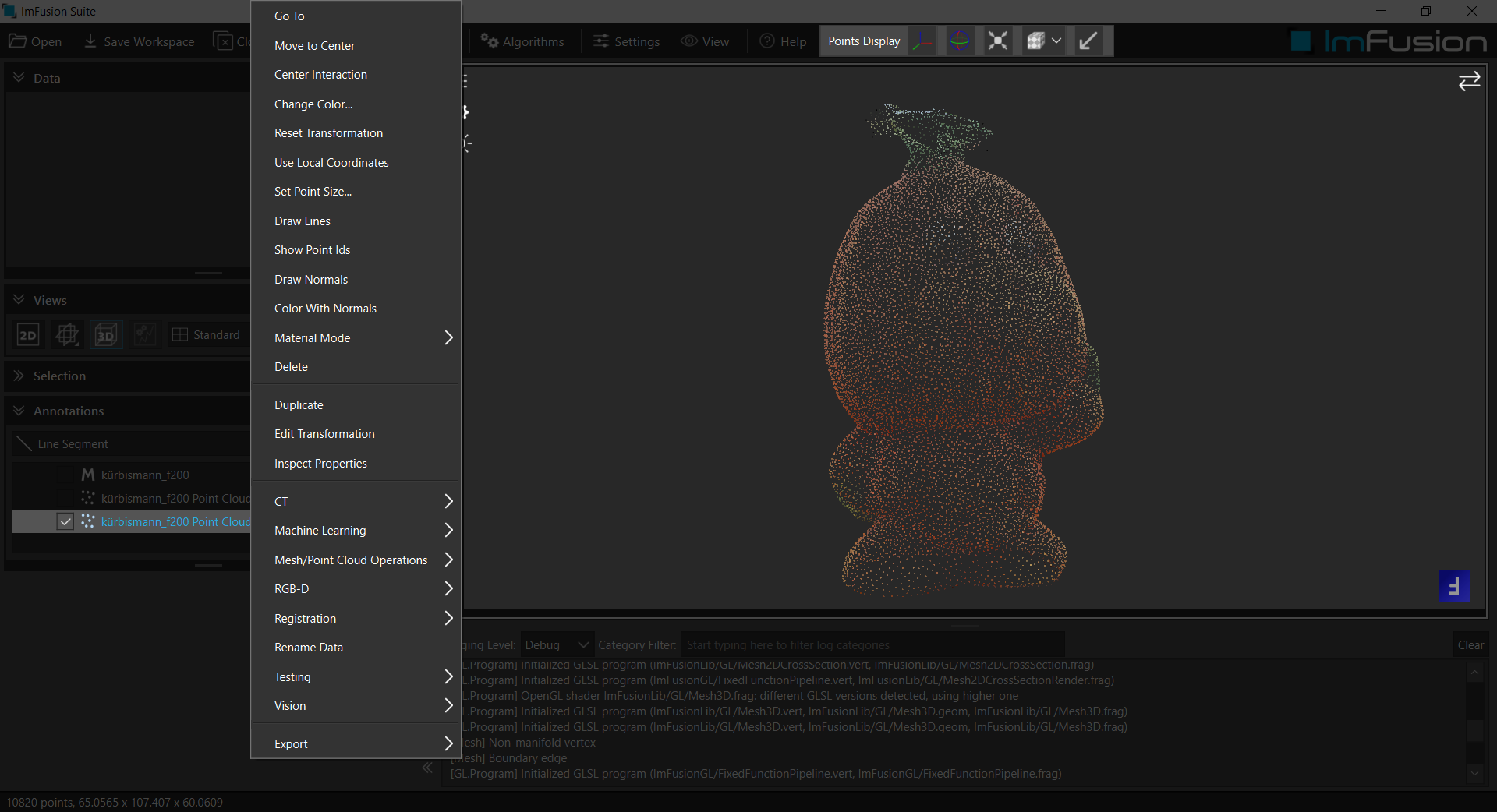 A point cloud in the ImFusion Suite