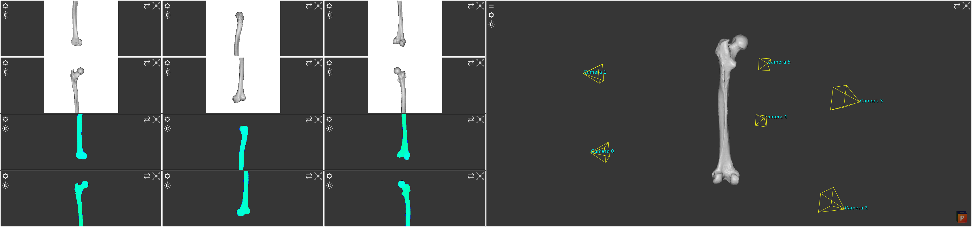 Example of a simulation setup with three poles with two cameras each